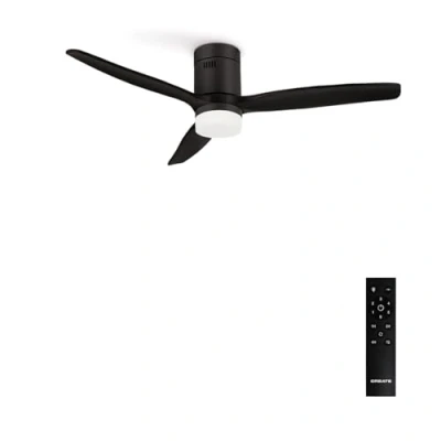Imagen de CREATE / WINDCALM/Ventilador de techo con luz negro aspas negras y mando/Función verano invierno, 6 velocidades, temporizador 1 a 4h, 3 temperaturas luz, 40W, Ø132 cm