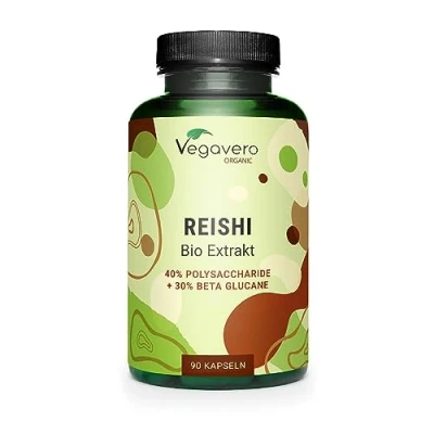 Imagen de Reishi BIO Vegavero® 9000 mg de Extracto 14:1 40% Polisacáridos + 30% Betaglucanos Ganoderma Lucidum Orgánico Adaptógenos Estrés Sistema Inmunitario Antioxidante