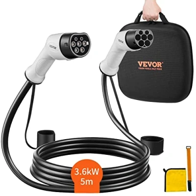 Imagen de VEVOR Cable de Vehículo Eléctrico Tipo 2 a Carga EV 16A 3,6kW 5m IP66 Impermeable con Bolsa Transporte para IEC62196 Híbrido Coches Eléctricos CE TUV Monofásico