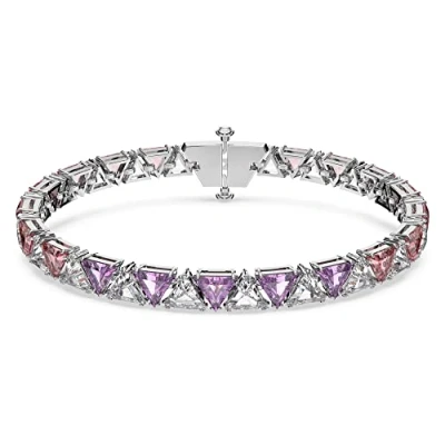 Imagen de Swarovski Pulsera Ortyx para Mujer, con Circonitas Rosas y Violetas de Talla Triangular, en Baño Rodio, Colección