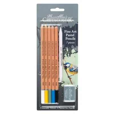 Imagen de CRETACOLOR Lápices de pastel Fine Art alta resistencia a la luz, 7 unidades, especial colores brillantes, no tóxicos, se pueden mezclar los