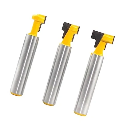 Imagen de 3Pcs T Ranura Cortador Carpintería Cortador, Fresa De En T, Fresas Ranurar Profesional, Juego Brocas Fresadora, Para Gancho, Apertura Marco Fotos(8mm)