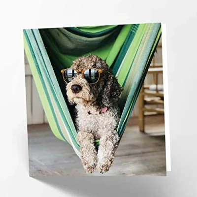 Imagen de Maturi Tarjeta de felicitación en blanco con imagen perro relajante, 441229, multicolor