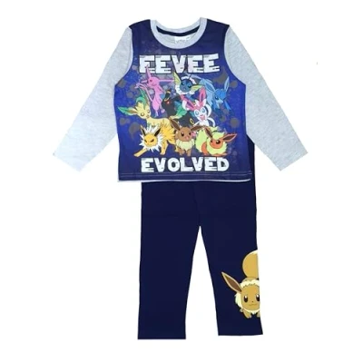 Imagen de Pokémon Pijama de 2 Piezas para niños o niñas con Eevee, Azul, Edad 11 a 12 años