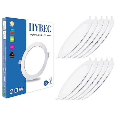 Imagen de HYBEC Downlight LED techo empotrable, 20W, Foco Interior techo, Driver incluido, Luz Neutra 4000ºK* (Pack 10)