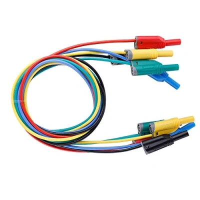 Imagen de 5 Piezas Cable Multímetro,4 mm Banana Plug Safety Soft Silicone Wire Stack Test Lead 14AWG para Multímetro (P1050 1)