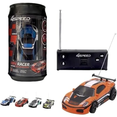 Imagen de Silverlit 4SPEED by Voiture télécommandée Mini Racer 27Mhz 4 Coloris Jaune/Blanc Bleu 8 cm, 70010, Color Yellow, White, Orange and Blue