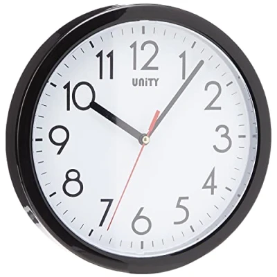 Imagen de Unity Hastings Reloj de Pared, silencioso, Moderno, 22 cm, plástico, Negro, x 3 cm