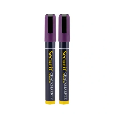 Imagen de SECURIT Set de 2 Rotuladores Tiza Líquida Para Superficies No Porosas (Pizarra, Vidrio, Metal, Espejo, etc.) Punta Fina 6 mm Color Lila