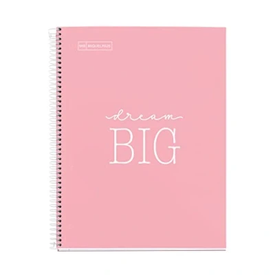 Imagen de Miquelrius Cuaderno Notebook Messages, 1 Franja de Color, A4, 80 Hojas Cuadriculadas 5 mm, Papel 90 g, 4 Taladros, Cubierta Cartón Duro, color Rosa