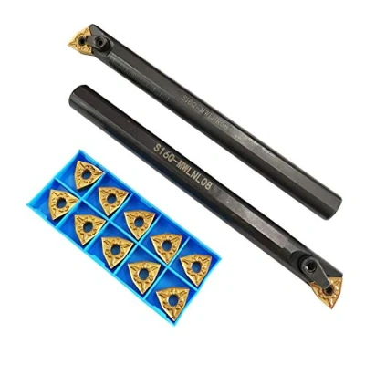 Imagen de 2 piezas S16Q MWLNR08 + MWLNL08 Barras de perforación para torno con 10 WNMG080404 CM inserciones carburo indexables herramientas torneado metal