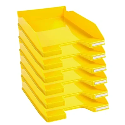Imagen de Exacompta 113289D juego de 6 bandejas para documentos COMBO MIDI dimensiones 34,6 x 25,5 6,5 cm en formato A4 + color amarillo brillante