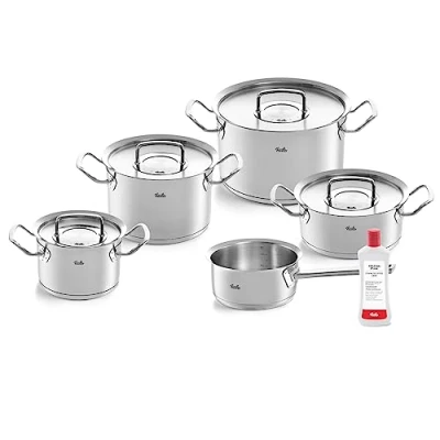 Imagen de Fissler Juego de 5 cacerolas acero inoxidable, incluye tapa metal y cuidado para inducción (Exclusivo en Amazon)