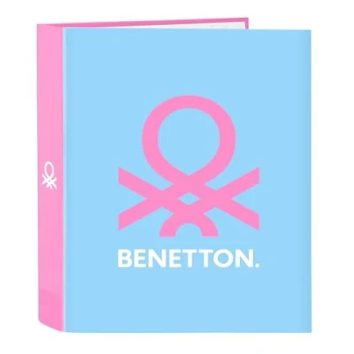 Imagen de BENETTON SPRING Carpeta Folio 4 Anillas, Ideal para Niños de Diferentes Edades, Cómoda y Versátil, Calidad Resistencia, 27x6x33 cm, Color Celeste
