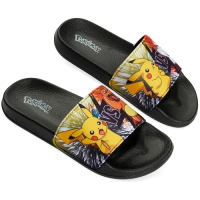 Imagen de Pokémon Chanclas Niño, para Playa o la Piscina, Talla 30 38 Regalos Gamers (Negro/Naranja, 32 EU)