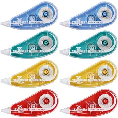 Imagen de Stationery Island Cinta Correctora Roller Paquete de 8, Corrector 6mx5mm Correction Tape Oficina Hogar Material Escolar y Papeleria para Estudiante Niño Adulto Oficinista