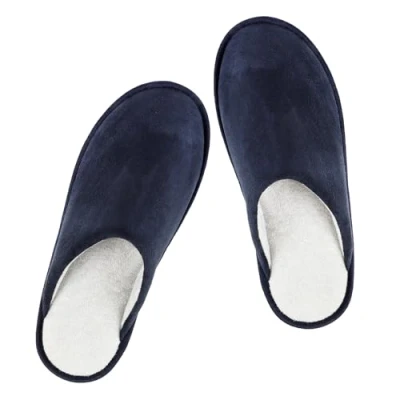 Imagen de riemot Zapatillas Casa Hombre con Forro de Algodón Pantuflas Cómodo Suave Antideslizante Azul Marino 46 47 EU