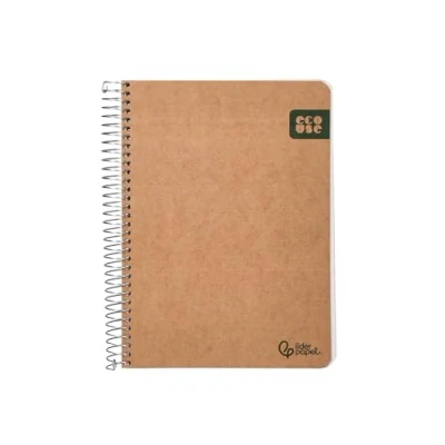 Imagen de Liderpapel CUADERNO ESPIRAL A5 TAPA CARTULINA KRAFT CONTRACOLADA 120H PAPEL 100% RECICLADO 80 GR LISO