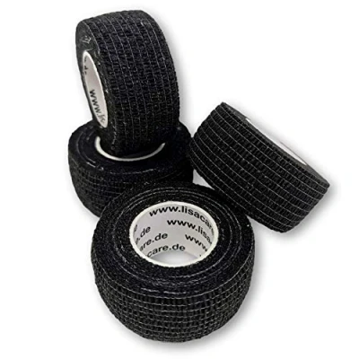Imagen de Lisa Care Finger Dirt Grase and Repellent Elástico Impermeable yeso Selección de colores 4 rollos 2,5 cm x 4,5 m, color negro