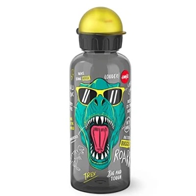 Imagen de Emsa Botella infantil Dino Roarr hermética con diseño de dinosaurio 0,6 L, plástico Tritán sin BPA, duradera y antiderrame, ligeras fáciles manipular para niños, apta microondas