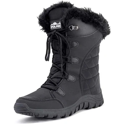 Imagen de Mujer Acolchado Negro Al Aire Libre Forrada De Piel Lluvia Pato Botas BLK36 AYC0129
