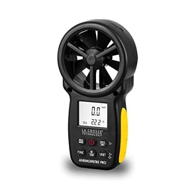 Imagen de La Crosse Technology WS9501 Anemómetro de mano digital y conexión informática, color negro amarillo