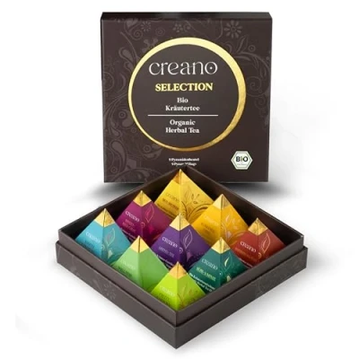 Imagen de Creano Set de regalo té hierbas orgánico premium 9 bolsas piramidales en diferentes variedades 22,5g Novedad 2024*