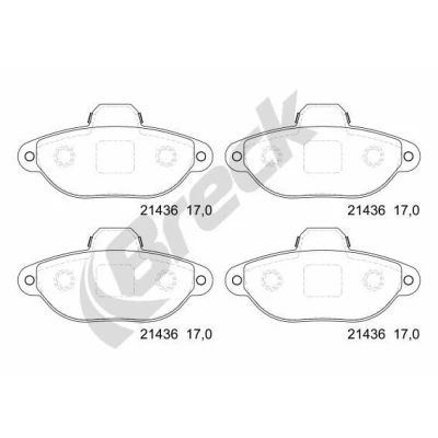 Imagen de BRECK 21436 00 702 Juego de pastillas freno no preparado para indicador desgaste FIAT: Punto II Hatchback, I Hatchback
