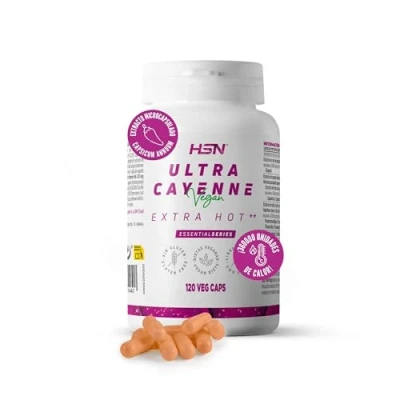 Imagen de Pimienta Cayena EXTRA HOT Capsicum annuum L. de HSN 120 Cápsulas Vegetales con 2,25% CAPSAICINA Frutos por Dosis Diaria Extracto 4x Veces Más Concentrado No GMO, Vegano, Sin Gluten