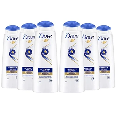 Imagen de Dove Champú Reparación Intensa para pelo dañado, nutre y fortalece Pack de 6 x 400ml