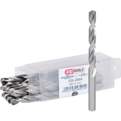 Imagen de KS TOOLS 330.2085 Taladro espiral para metal 117, 75 118 corte a derecha Acero rápido, Metal, Madera, Plástico