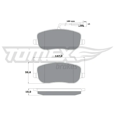 Imagen de TOMEX brakes TX 13 341 Juego de pastillas freno Eje delantero con contacto avisador desgaste FIAT: Croma II Familiar
