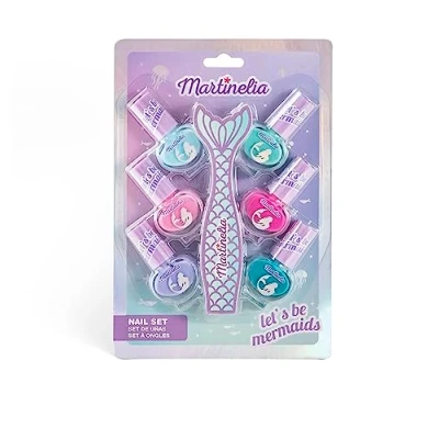 Imagen de Martinelia Set de manicura Infantil Sirena, Juego 6 esmaltes uñas Color y Lima uñas, pequeños para niños, Rosa, Morado Azul a Base Agua, Rosa