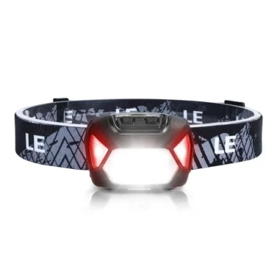 Imagen de LE Linterna Cabeza LED 1300lux, Frontal Alta Potencia, Luz 6 Modos con Rojo, Impermeable IPX4 para Correr, Camping, Excursión, Pesca(Pilas No incluido)