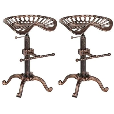 Imagen de Set De 2 Taburetes Bar Butch con Estructura Metal I Retro Regulables En Altura Estilo Industrial Color:, Color:Bronce