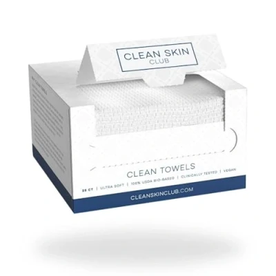 Imagen de Clean Skin Club Toallas limpias, 100% a base de biológico aprobada por dermatólogos, toalla facial desechable, facial, toallitas secas para quitar maquillaje, ultra suave, 100 unidade