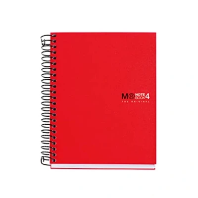 Imagen de Miquelrius Cuaderno Espiral Microperforado, Cubierta Polipropileno Opaco, Tamaño A6 105 x 148 mm, Sin Taladros, 140 Hojas de 70 g/m² y 4 Franjas Color, Cuadrícula 5 color Rojo