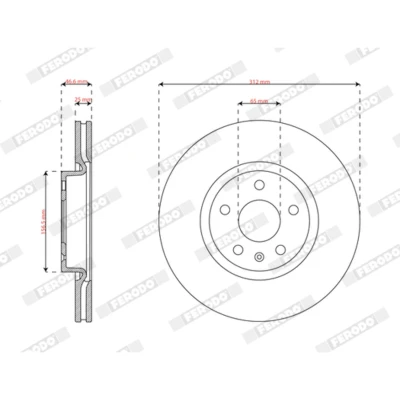 Imagen de FERODO Disco de freno 312mm 25mm 5 ventilado revestido DDF2702C 10174827,10795799 Discos freno,