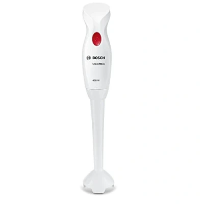 Imagen de Bosch Hausgeräte Batidora de mano CleverMixx MSM14000, pie batidor extraíble, mango ergonómico, carcasa ligera, cuchillo 4 hojas, fácil limpieza, 400 W, blanco/rojo