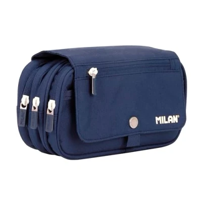 Imagen de MILAN® Estuche portatodo 4 cremalleras con solapa 1918, azul