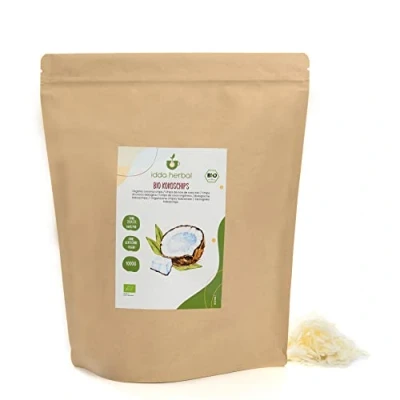 Imagen de Chips de Coco Orgánico (1kg), Sin Azúcar y Tostar, Cultivo Ecológico, 100% Natural Puro, Snack Listo para Comer, Vegano
