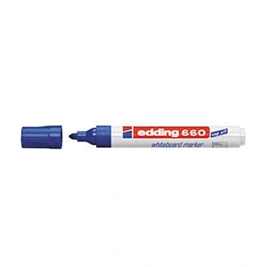Imagen de edding 660 marcador para pizarras blancas azul 1 rotulador punta redonda 1,5 3 mm pizarra blanca, borrado en seco flipchart, tablón de notas recargable