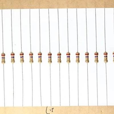 Imagen de HUABAN 200 Piezas 0.25 Watts 1/4W 2R7 2.7 Ohm 5% Resistencia de película carbono