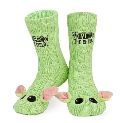 Imagen de Disney The Mandalorian Calcetines Hombre, de Andar por Casa Antideslizantes Baby Yoda (Verde)
