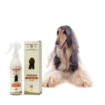 Imagen de Spray Natural Desenredante, Suavizante y Acondicionador para Perros con Ingredientes Herbales Aceites Ayuda a Desenredar los Nudos Adecuado Todo Tipo de Pelaje, Línea 101, 250ml