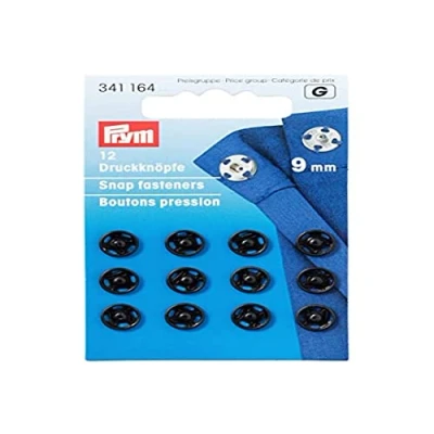 Imagen de Prym Botones A Presión, Metal, Negro, 9 mm, 12