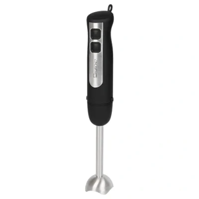 Imagen de Clatronic SM 3739 Batidora de mano con mango ergonómico, potente motor 800 W, varilla mezcla acero inoxidable extraíble, gancho para colgar, color plateado y negro