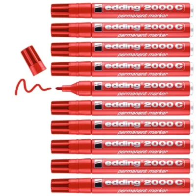 Imagen de Edding 4 2000C 002 Marcador permanente (Rojo, Punta de cincel, Rojo, Aluminio, 1,5 mm, 3 mm)