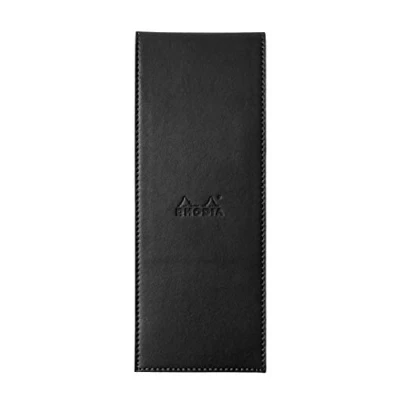 Imagen de RHODIA 118099C Étui Porte Bloc+ Bloc Notes Agrafé N8 Shopping Noir 7,4x21 cm Petits Carreaux 80 Feuilles Détachables Papier Clairefontaine Blanc g/m² Crayon Simili Cuir