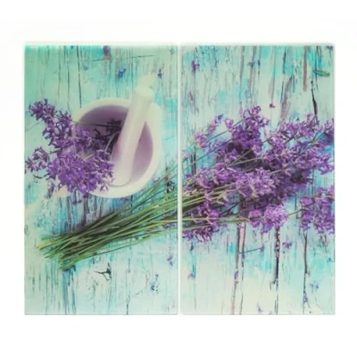 Imagen de JOCCA Cubre Vitrocerámica 2 Piezas Lavanda Placas Cobertoras de Vidrio Universal Protector Placa Induccion Cocina Protección contra Salpicaduras Tabla Cortar Cristal Templado